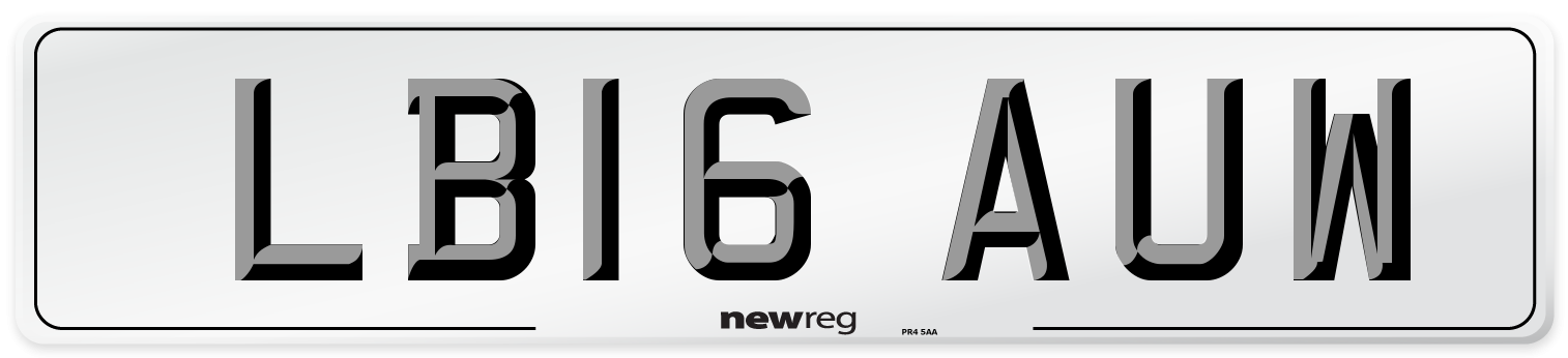 LB16 AUW Number Plate from New Reg